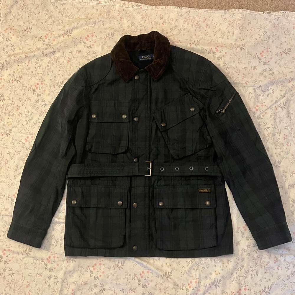 Polo Ralph Lauren Blackwatch Oilcloth Motorcycle Jacket Biker Cotton Tartan